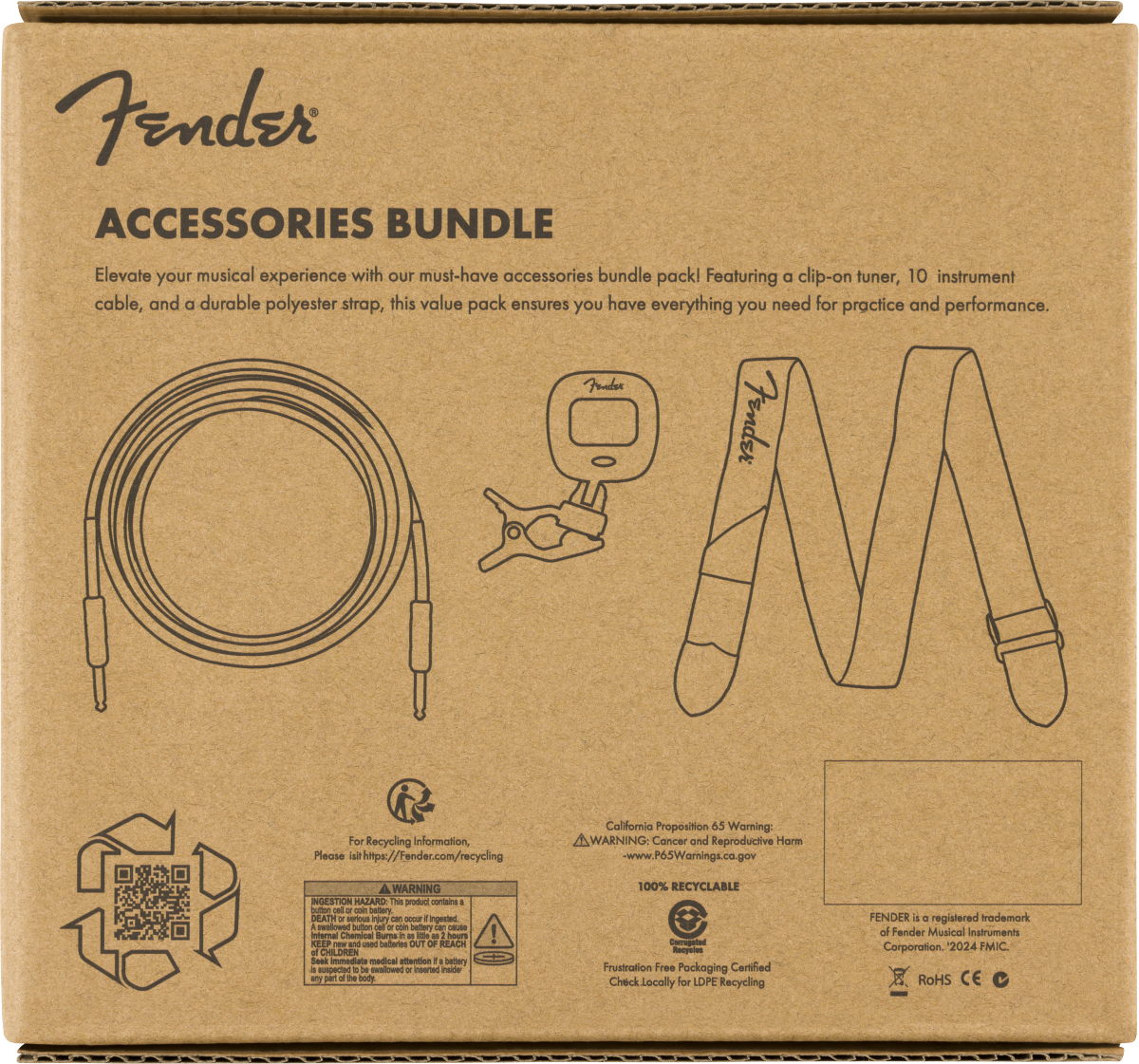 PACK DE ACCESORIOS FENDER CABLE AFINADOR Y CORREA 0992018005 N