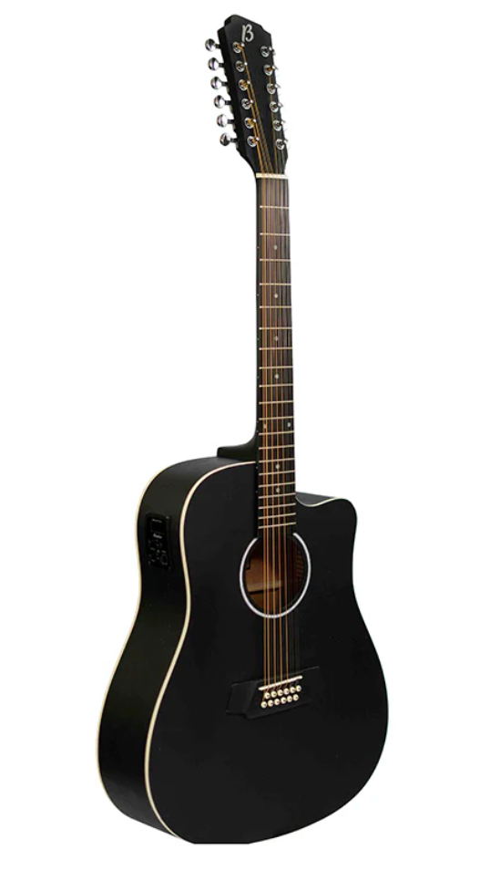 GUITARRA ELECTROACÚSTICA DE 12 CUERDAS (DOCEROLA) BAMBOO INCLUYE BRIDGE DOCTOR Y FUNDA ACOLCHADA | GA-4012- MAHOGANY-BK-Q N