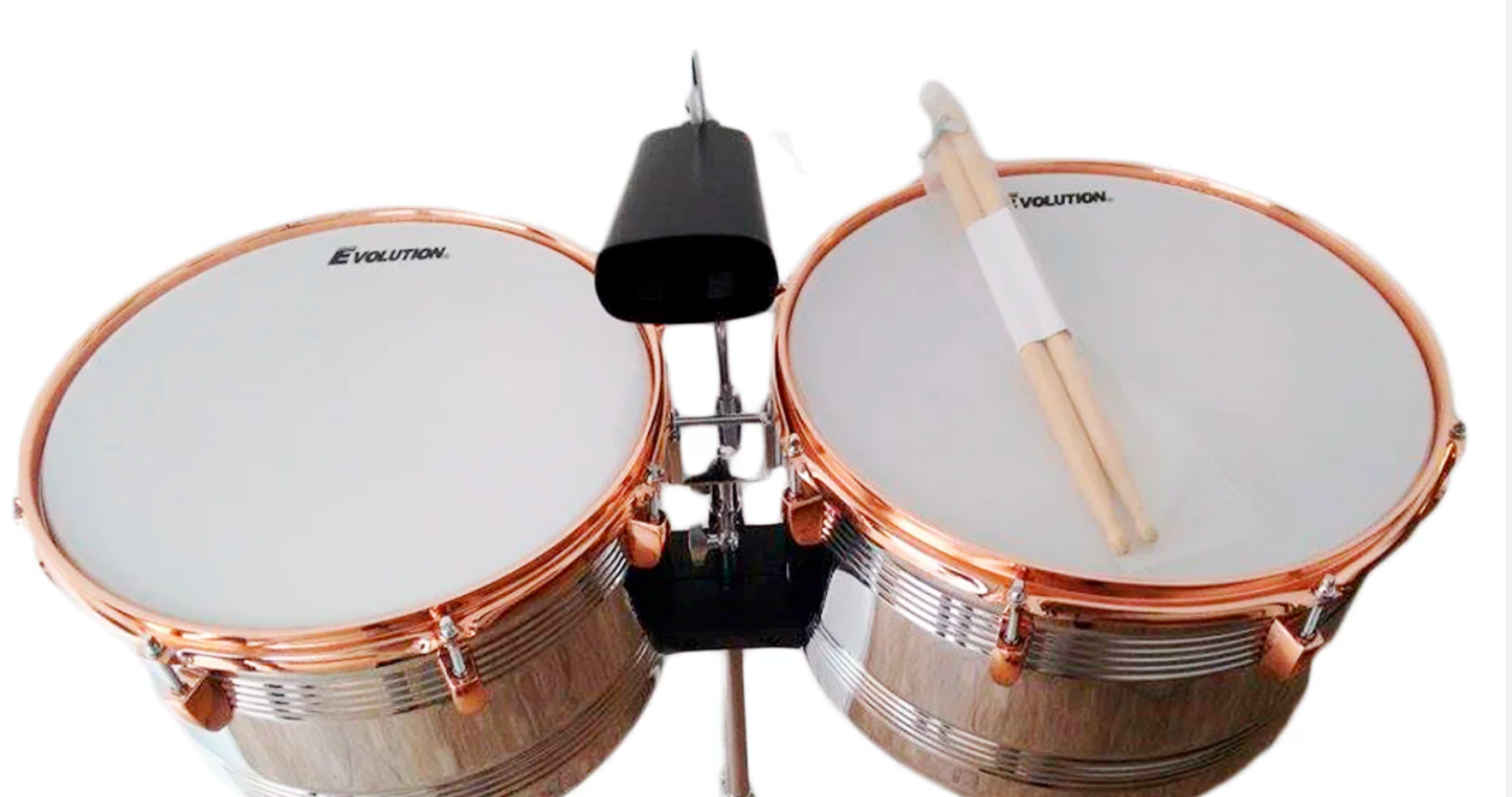 TIMBALES EVOLUTION VASO LARGO 14" X 10" Y 15" X 10" ARO Y LUGS COBRIZADOS JBTB-1415 N|