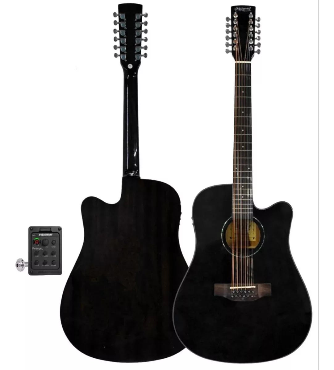 GUITARRA ELECTROACUSTICA DE 12 CUERDAS ALTO BRILLO EQUIPADA CON PASTILLA FISHMAN PRESYS+ 201 COLOR NEGRO | CD-6012-BK N