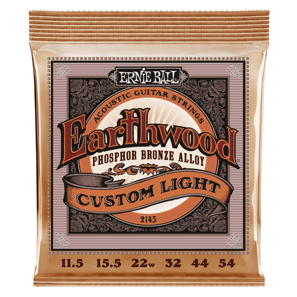 ENCORDADURA ERNIE BALL''EARTHWOOD - CUSTOM LIGHT''PARA GUITARRA ACUSTICA (BRONCE FOSFORADO, 11.5-.54 N