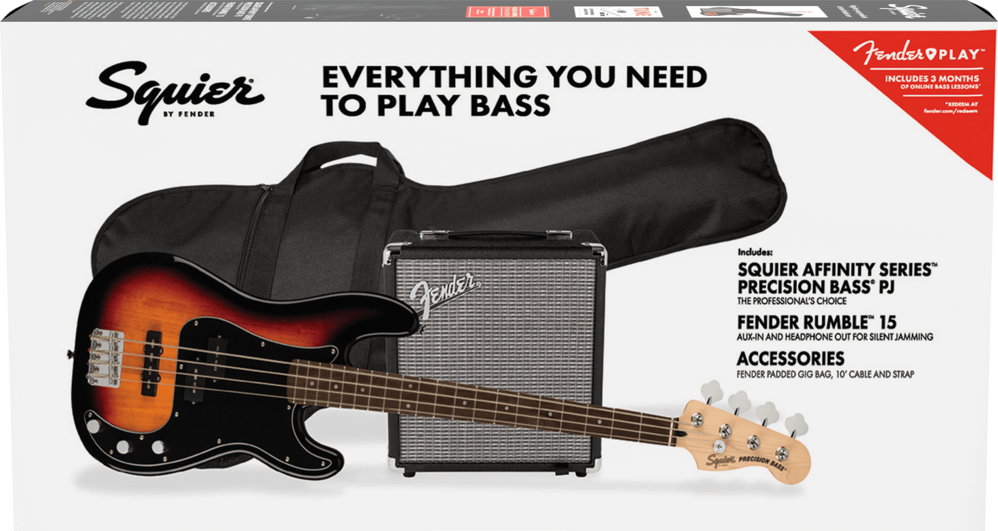 PAQUETE DE BAJO ELÉCTRTICO SQUIER AFFINITY SERIES PRECISION BASS PJ PACK N