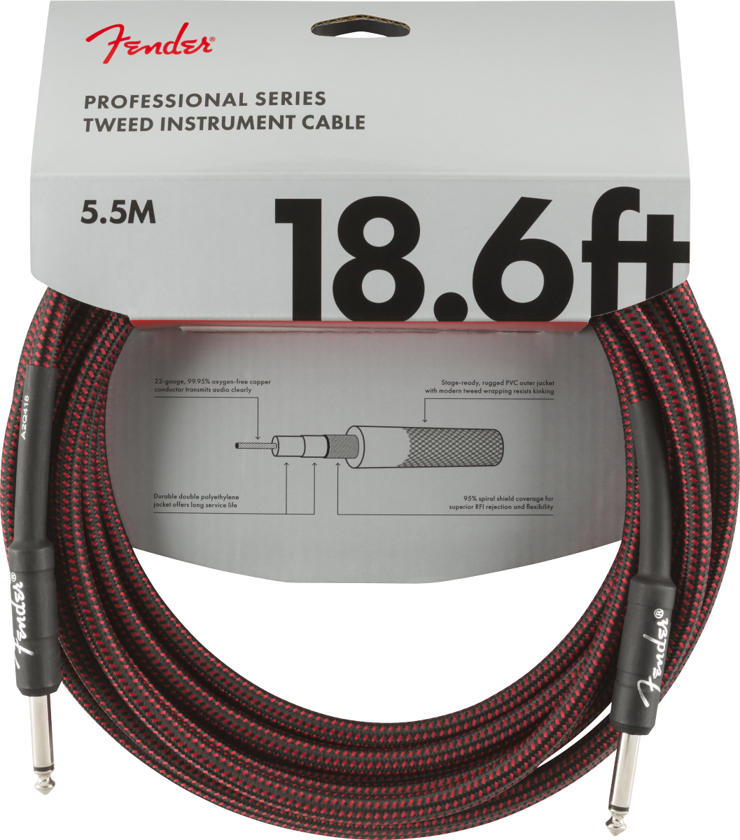 CABLE PARA INSTRUMENTO SERIE PROFESSIONAL, TWEED ROJO 5.5M