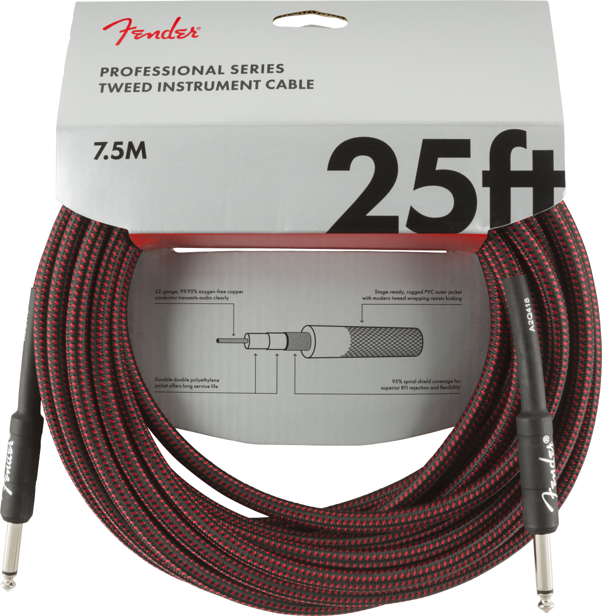 CABLE FENDER PARA INSTRUMENTO SERIE PROFESSIONAL, TWEED ROJA N