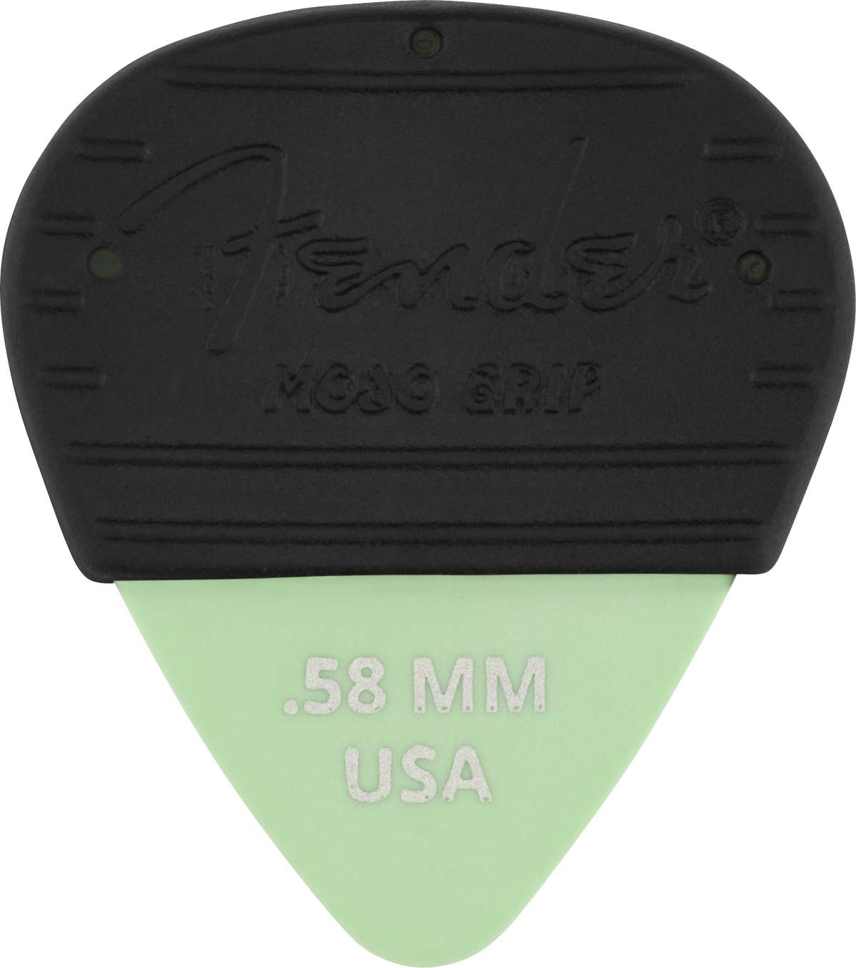 PÚAS FENDER MOJO GRIP PICKS, DURA-TONE DELRIN PAQUETE DE 3 PZAS .58 MM VERDE N