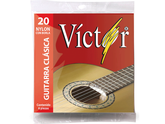ENCORDADURA VICTOR PARA GUITARRA, NYLON NEGRO CON BORLA N