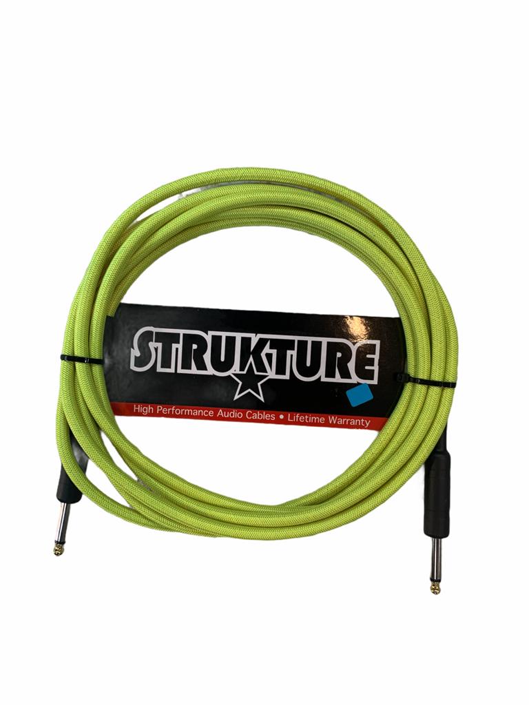 CABLE PARA INSTRUMENTO TEXTIL AMARRILLO NEON 3.05 MTS 1/4¨- 1/4¨ N