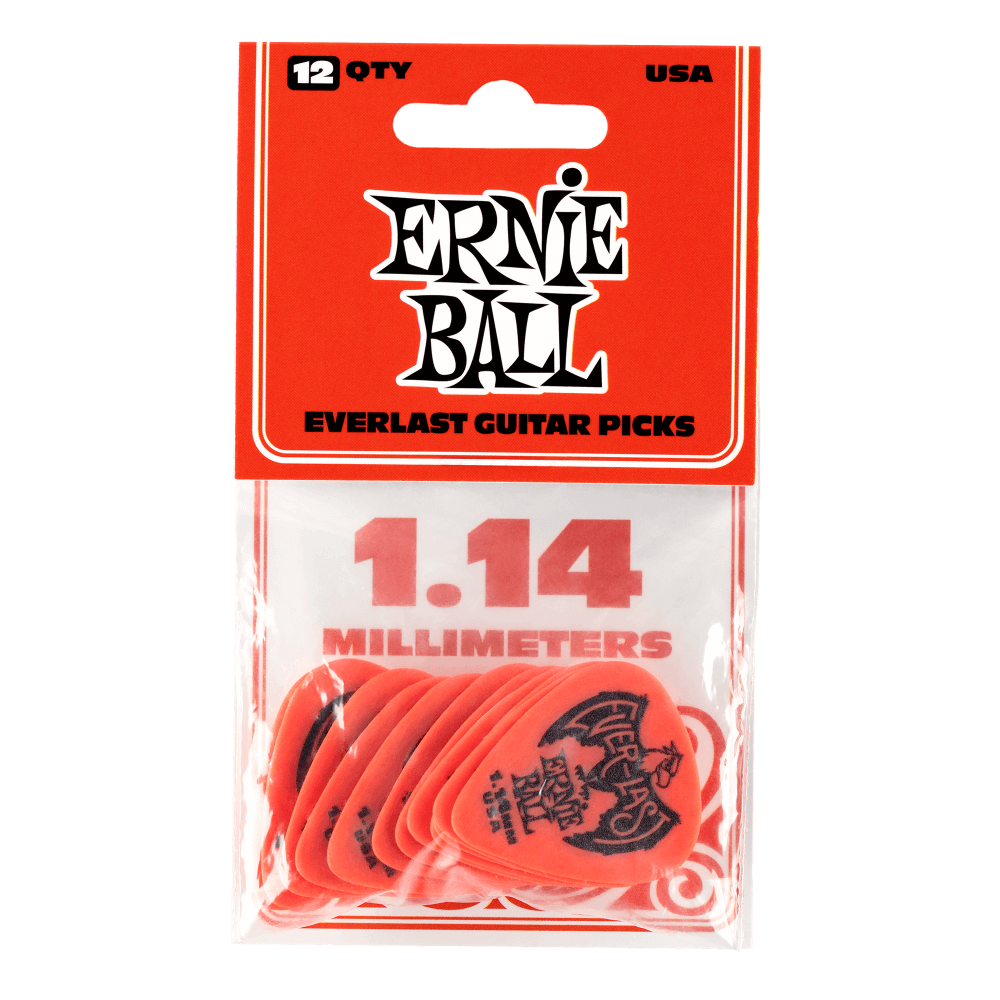 PUAS PARA GUITARRA ERNIE BALL EVERLAST NYLON .1.14 mm ROJO PARDO PAQUETE DE 12 PZAS N