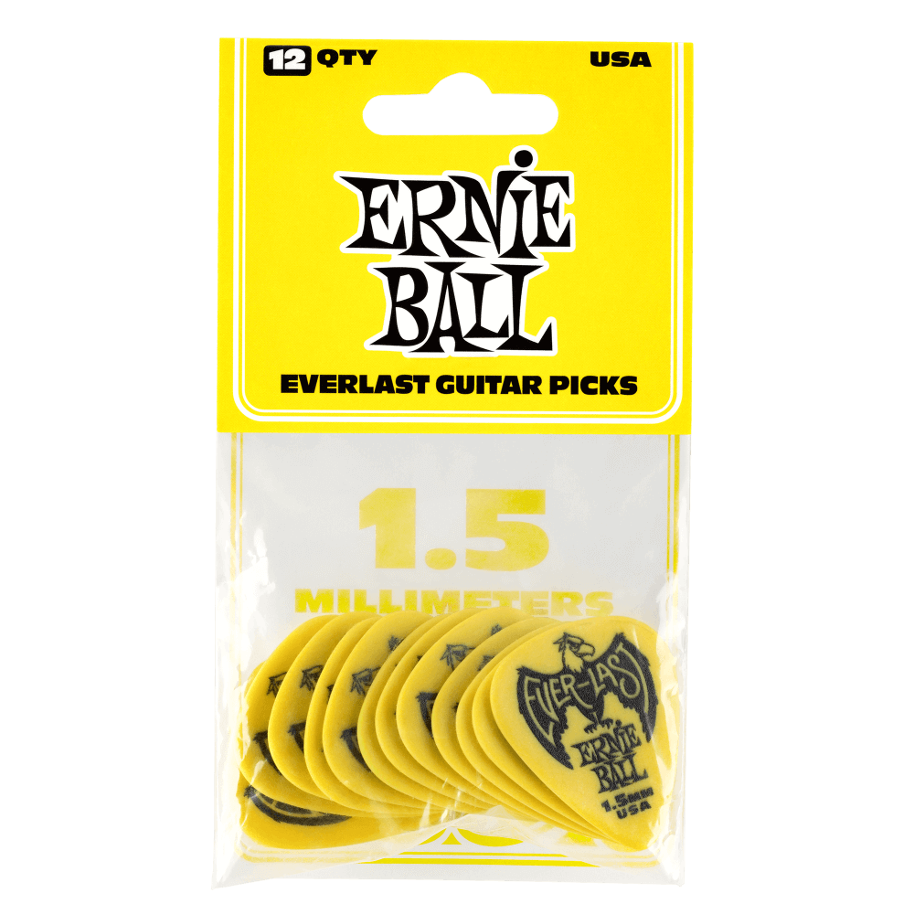 PUAS PARA GUITARRA ERNIE BALL EVERLAST NYLON 1.5 mm AMARILLO PAQUETE DE 12 PZAS 9195 N