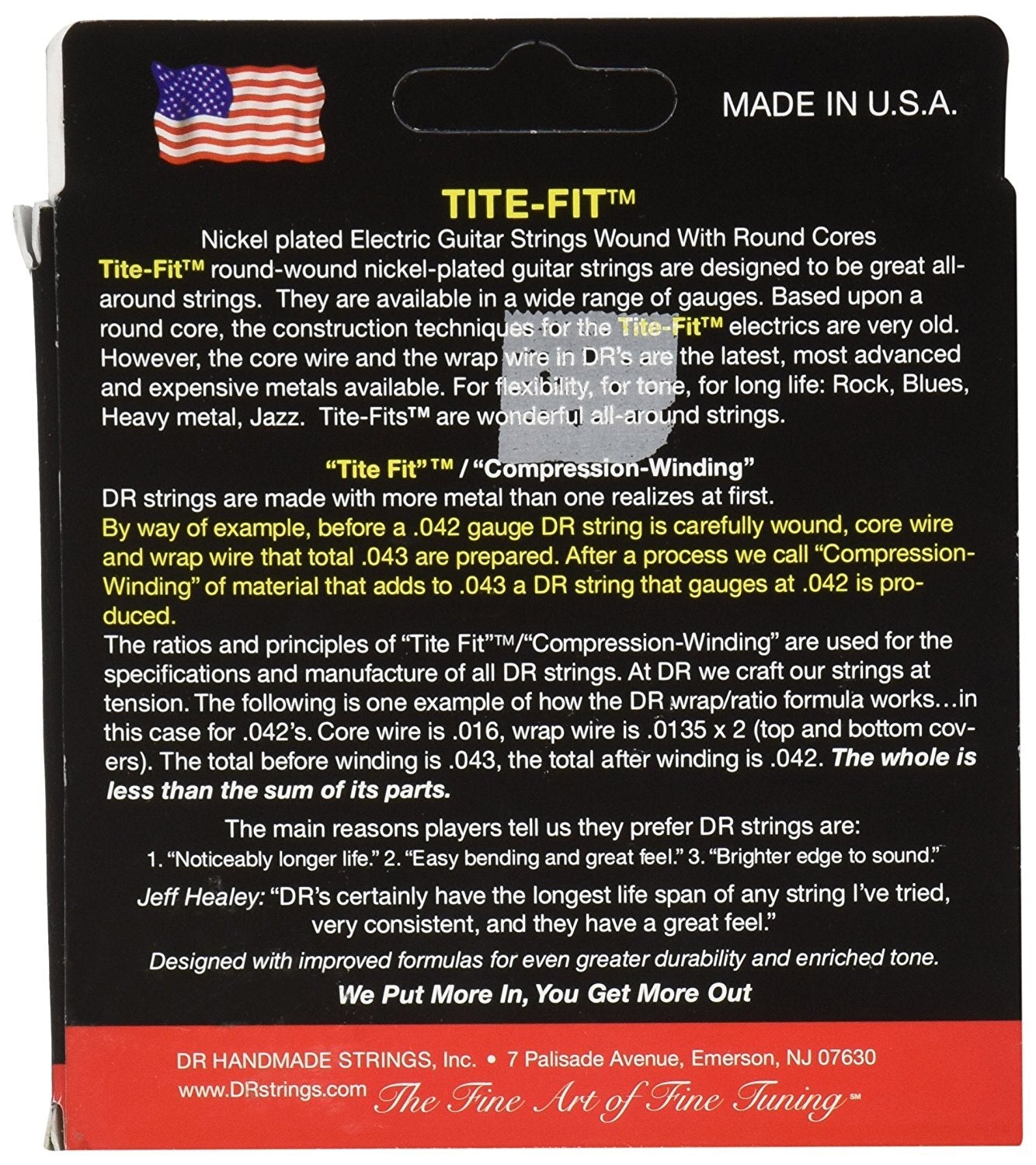 JUEGO DE CUERDAS PARA GUIT ELECTRICA DR LIGHT 9/42 "TITE-FIT"