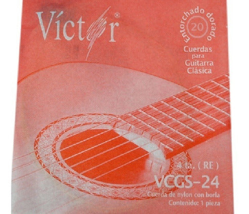 CUERDA PARA GUITARRA CLASICA NYLON ENTORCHADO DORADO 4TA VICTOR N