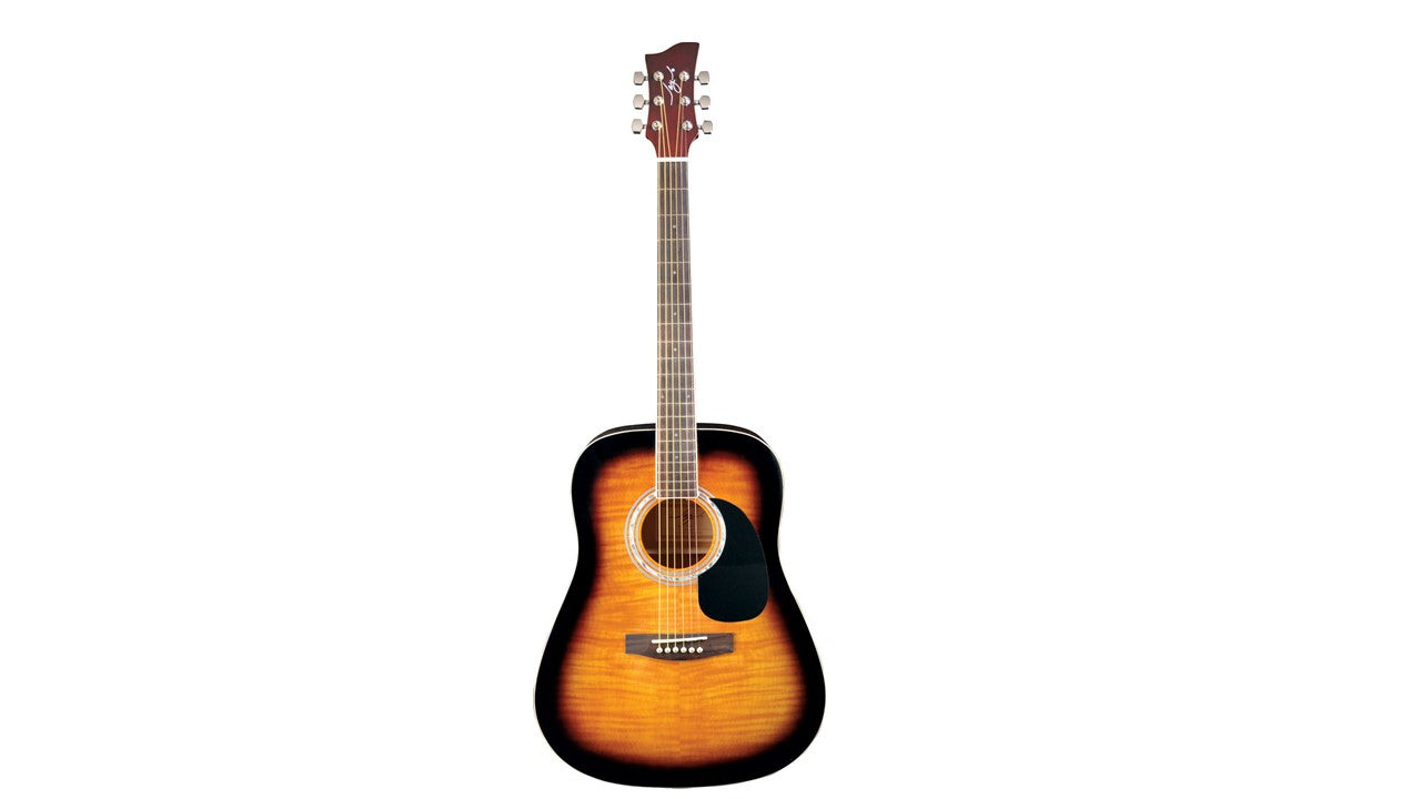 GUITARRA ACUSTICA TAPA FLAMEADA TABACO SOMBREADO JAY TURSER