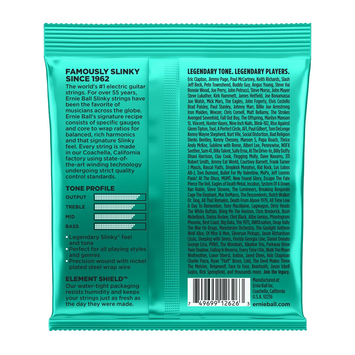 ENCORDADURA GUITARRA ELÉCTRICA ERNIE BALL "NOT EVEN SLINKY" 12-56 | 2626 N