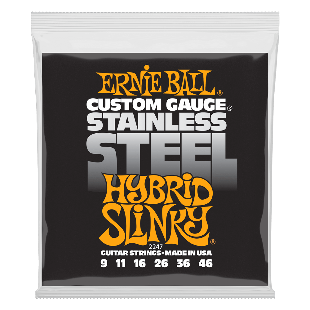 CUERDAS PARA GUITARRA ELECTRICA ERNIE BALL .9-.46 HYBRID SLINKY CUSTOM GAUGE