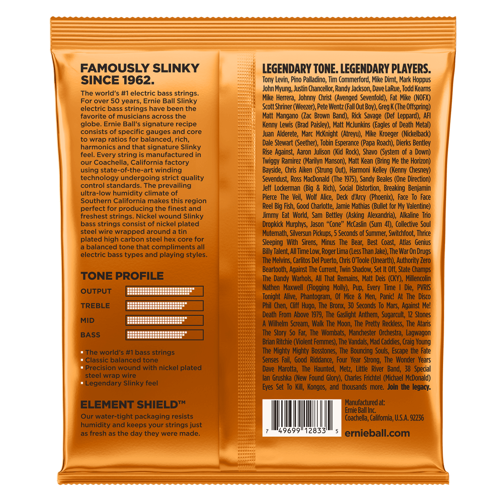 CUERDAS ERNIE BALL HYBRID SLINKY PARA BAJO ELECTRICO 4 CDAS 2833 N
