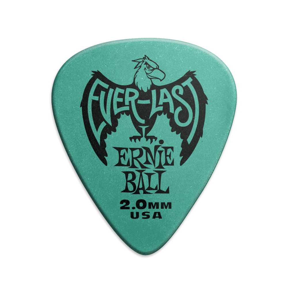 PUAS PARA GUITARRA ERNIE BALL EVERLAST NYLON 2.0 mm VERDE PAQUETE DE 12 PZAS 9196