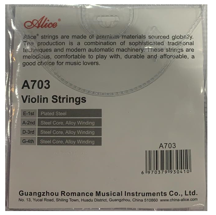 JUEGO DE CUERDAS PARA VIOLIN MARCA ALICE A703 N