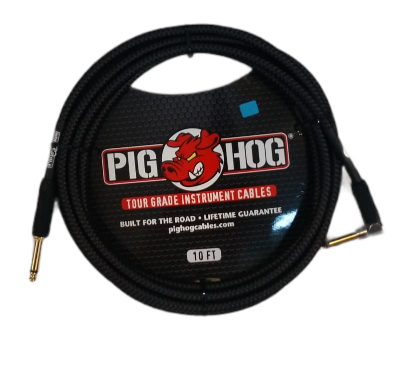 CABLE PARA INSTRUMENTO 3M PLUG 1/4 ANGULO - 1/4 NEGRO BLACK WREN PIG HOG