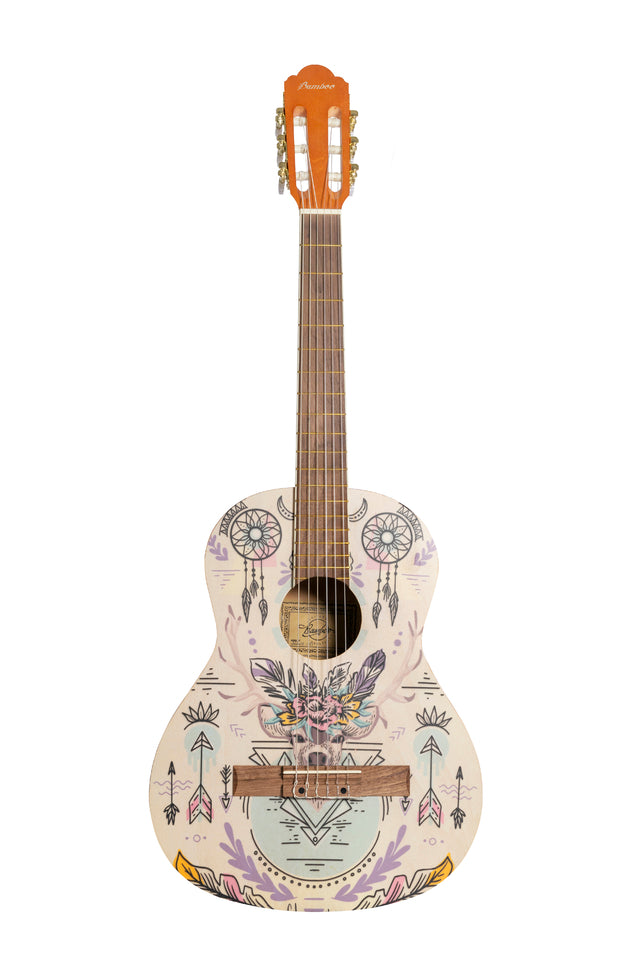 GUITARRA CLASICA TRAVEL DISEÑO INDIE CON FUNDA N