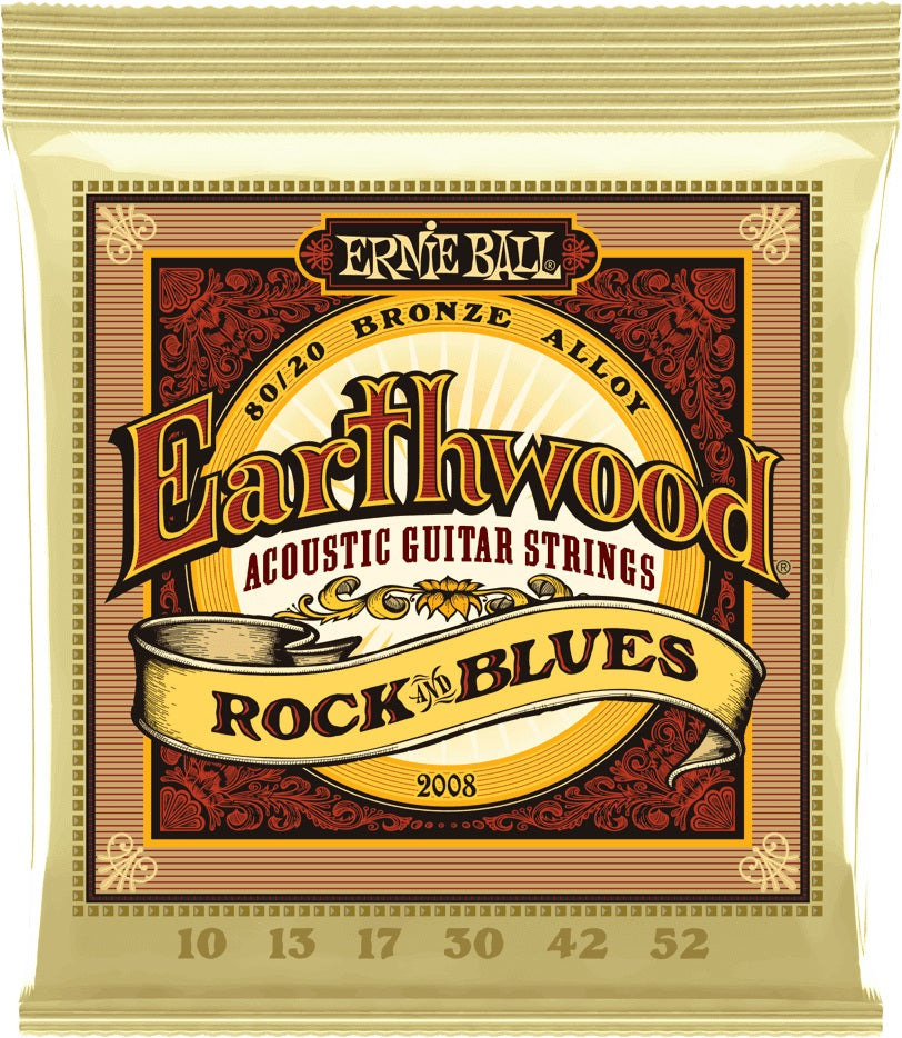 ENCORDADURA DE GUITARRA ACÚSTICA EARTHWOOD ROCK AND BLUES 80/20 BRONZE - CALIBRE 10-52 2008 N