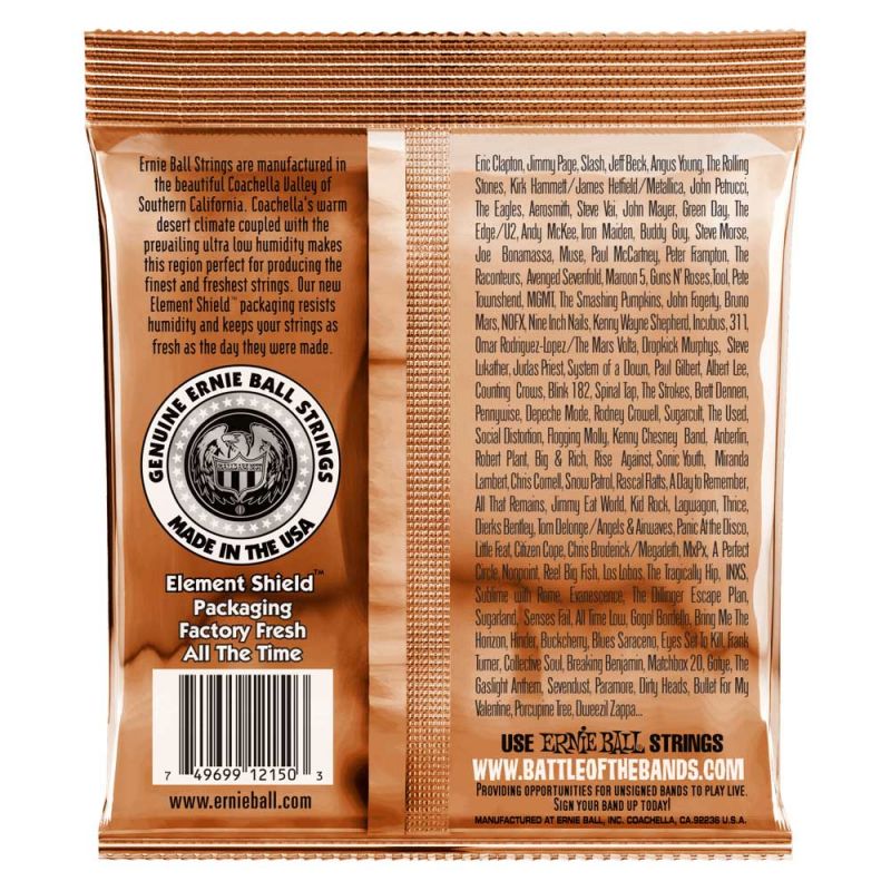 ENCORDADURA ERNIE BALL "EXTRA SLINKY" PARA GUIT. ACUSTICA ,10-,50 FOSFORO B, 2150 N