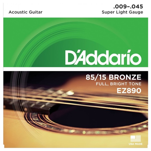 CUERDAS PARA GUITARRA ACUSTICA DADDARIO MOD. EZ-890 BRONZE 85/15 ,09-,45 N