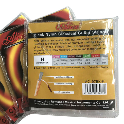JUEGO DE CUERDAS P/GUIT CLASICA NYLON NG-DORADA T/ALTA ALICE A107BKH N