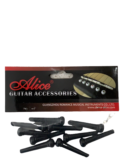 JUEGO DE 6 PIVOTE PARA GUITARRA COLOR NEGRO ALICE