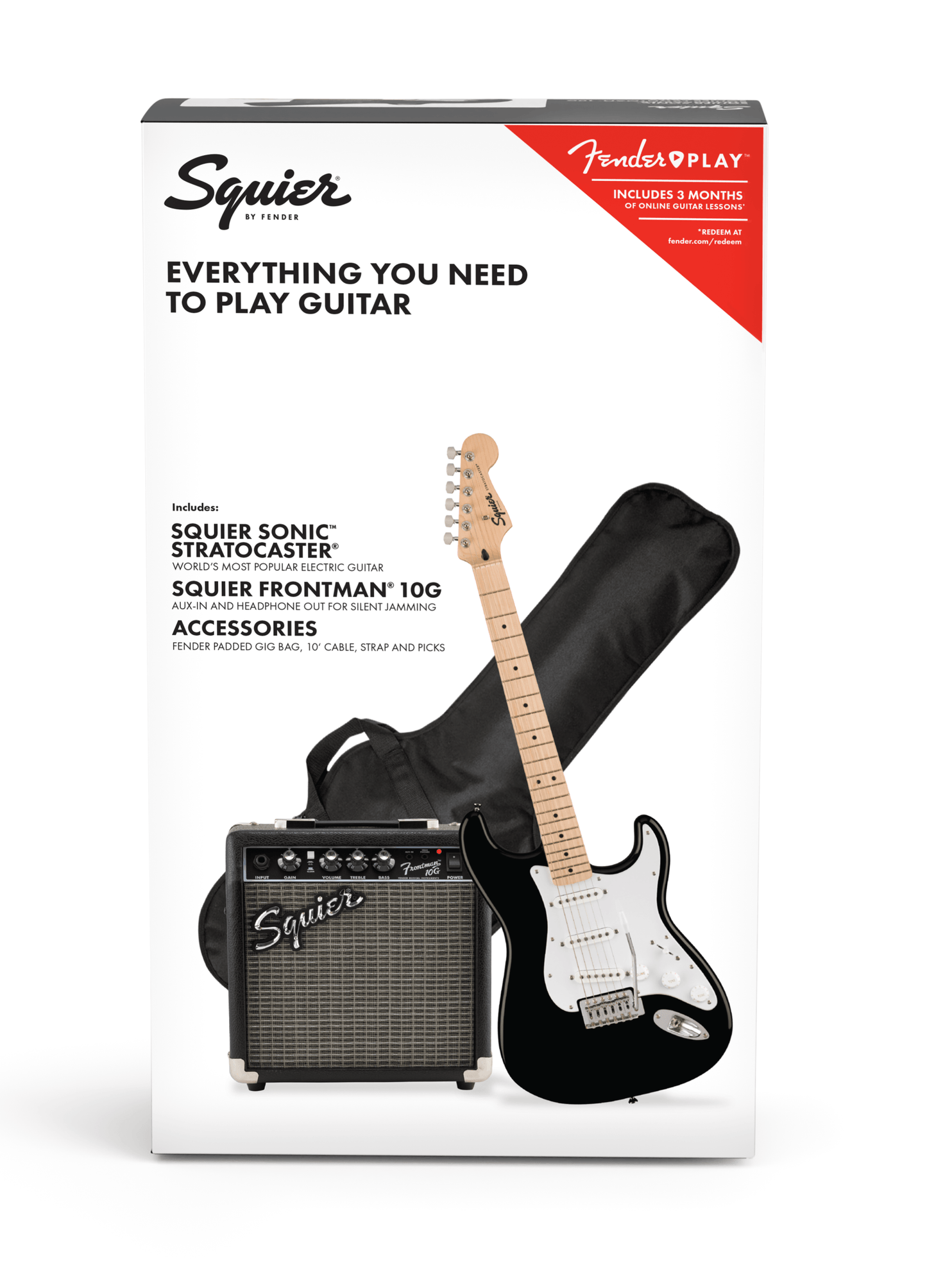 PAQUETE DE GUITARRA ELECTRICA  SQUIER SONIC STRATOCASTER PACK BLK M