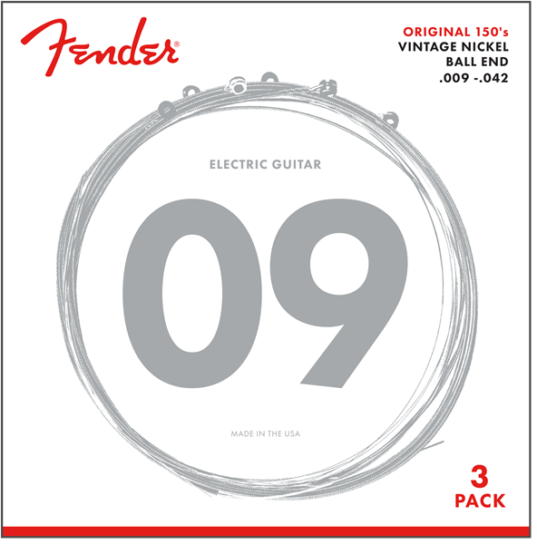 Jgo Cuerdas Fender .09 Pack 3 Original 150's Pure Nickel Guitar Strings - 3 Pack N