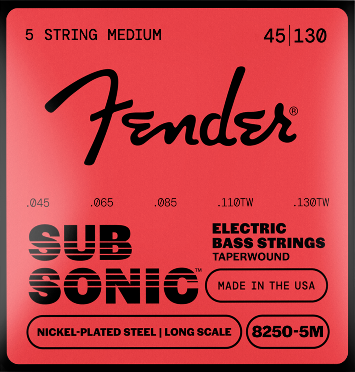 Juego de Cuerda para bajo Eléctrico 5 Cdas Fender 45-130 Long Scale Super 8250´s