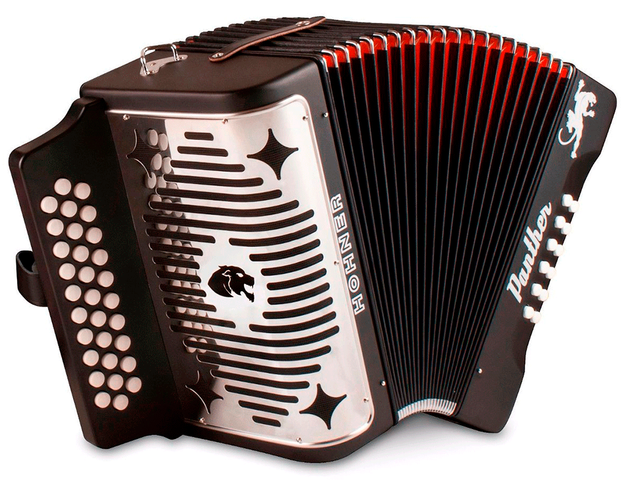 Acordeón Diatónico Hohner Panther Sol-Do-Fa 31 Botones Negro
