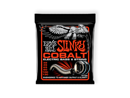Ernie Ball 2739 — Encordadura Ernie Ball ''Slinky Slinky'' Para Bajo Electrico, 6 Cuerdas, Cobalto, 0.032-0.130