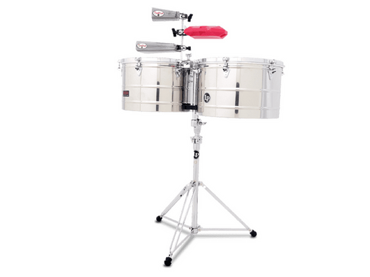 Timbales Latin Percussion Prestige 15'' y 16'' Cromados con Atril