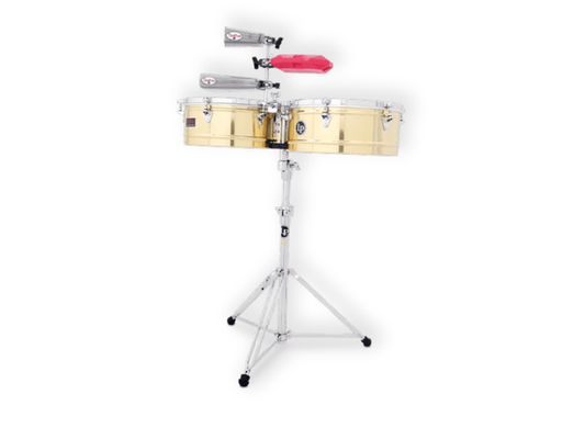 Timbales Latin Percussion Prestige 14'' y 15'' Bronce con Atril
