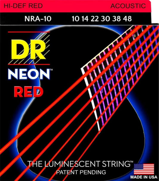 JUEGO DE CUERDAS PARA GUITARRA ACUSTICA EXTRA LIGHT .10-.48 NEON RED N