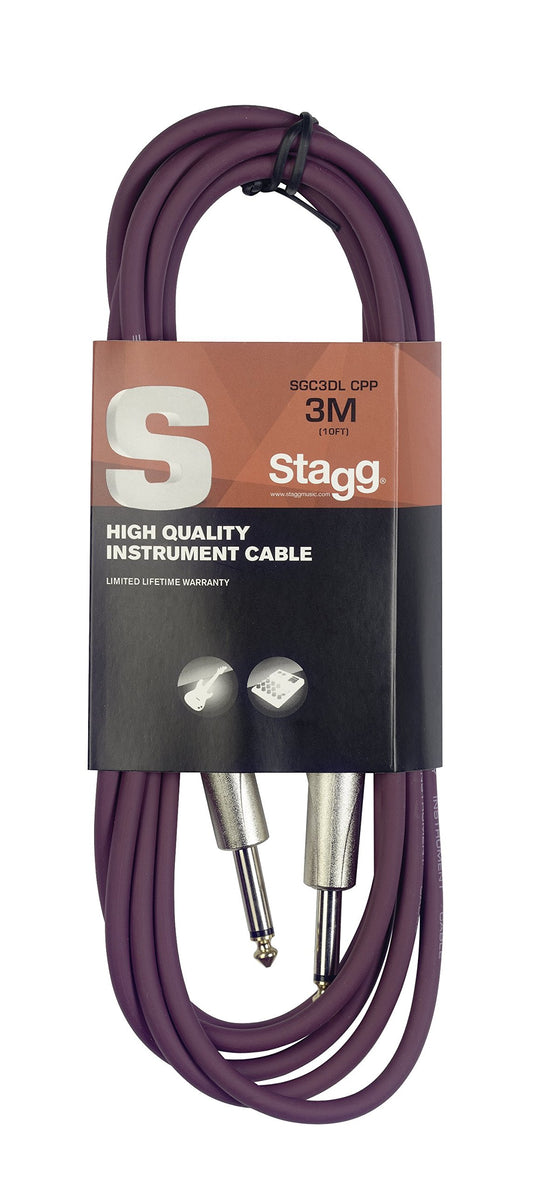 CABLE DE INSTRUMENTO MORADO STAGG, PLUG/PLUG 3 M, CONECTORES SGC3DL CPP N