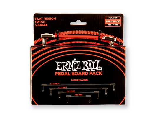 Ernie Ball 6404 — Cables Ernie Ball "Pedal Board Pack", Rojo (Angulado/Angulado) (0.0762 Mts. X 2 Pcs. + 0.1524 Mts. X
