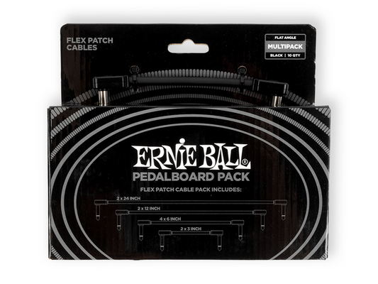Ernie Ball 6462 — Cables Ernie Ball ''Pedal Board Pack'', Negro (Angulado/Angulado) (0.0762 Mts. X 2 Pcs. + 0.1524 Mts