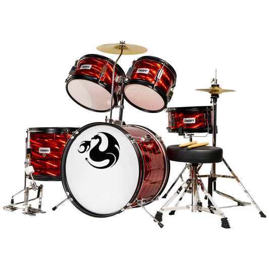 Bateria Junior Roja 3d 5 Pzas Aro Negro Century | Cnbt039 N