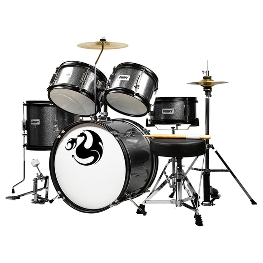 Bateria Junior 5 Piezas Gris Sparkle Aro Negro Century | Cnbt050 M