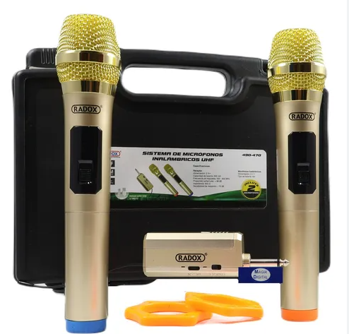 SISTEMA DE MICROFONO INALAMBRICO DORADO UHF 490-470 N