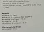 SISTEMA DE MICROFONO INALAMBRICO UHF 490-471  N