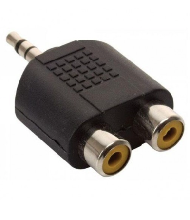 ADAPTADOR DE 2 JACK RCA A 1 PLUG 3.5 STEREO 705-086 N