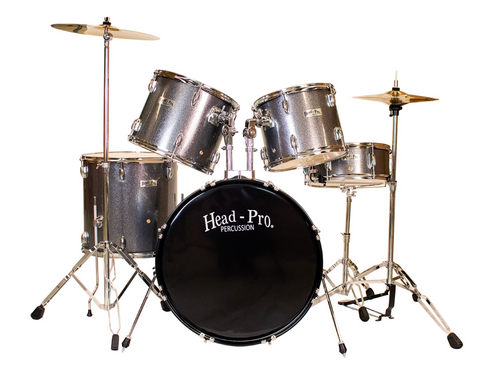 BATERIA HEAD-PRO PROFESIONAL PLATA BRILLANTE 5PZ Y ACCESORIOS HP-BATE-3SKSL N