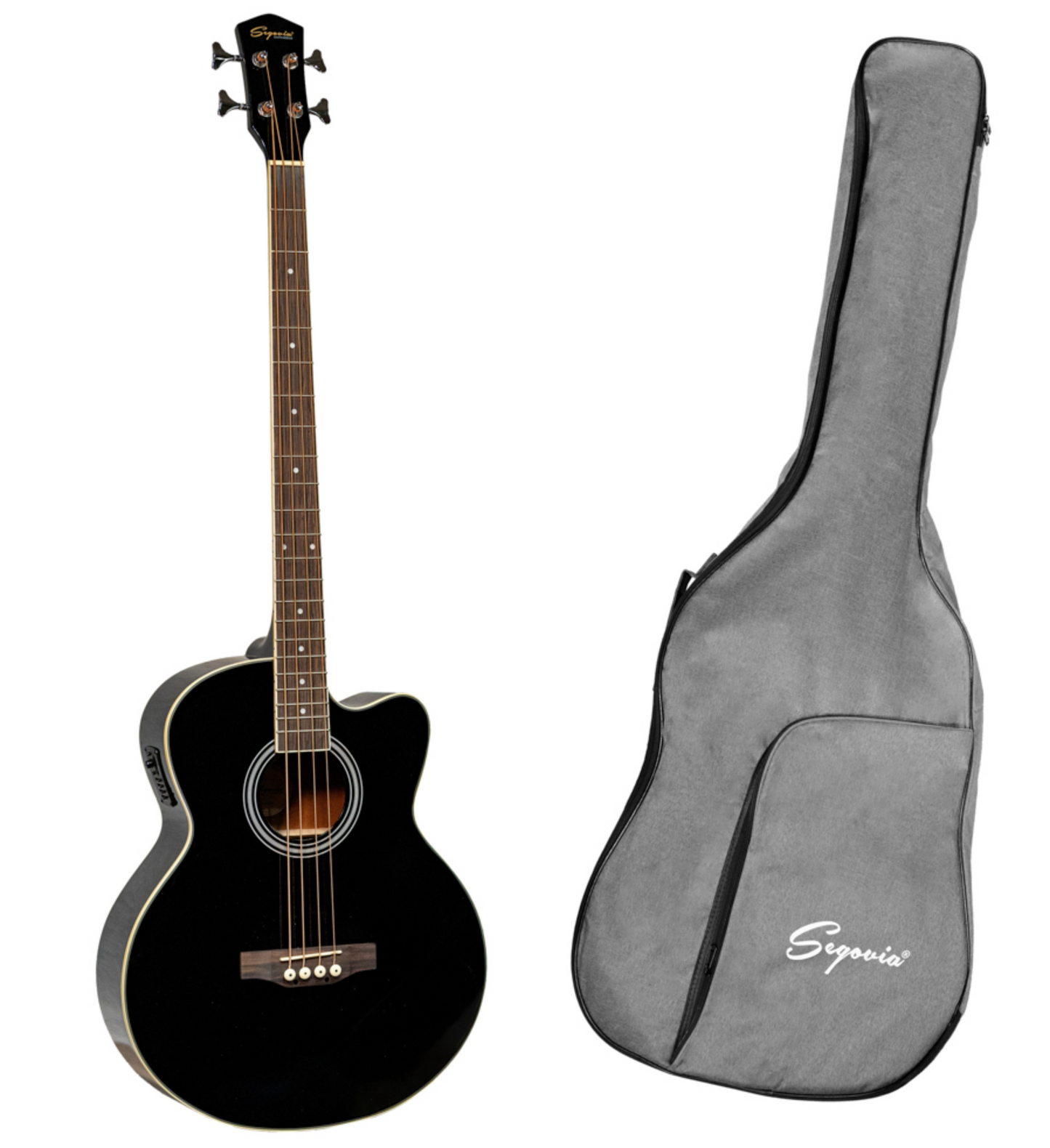 BAJO E/ACUST C/AFIN Y FUNDA 4 CUERDAS TAPA SPRUCE NEGRO SGB12CEGBK N