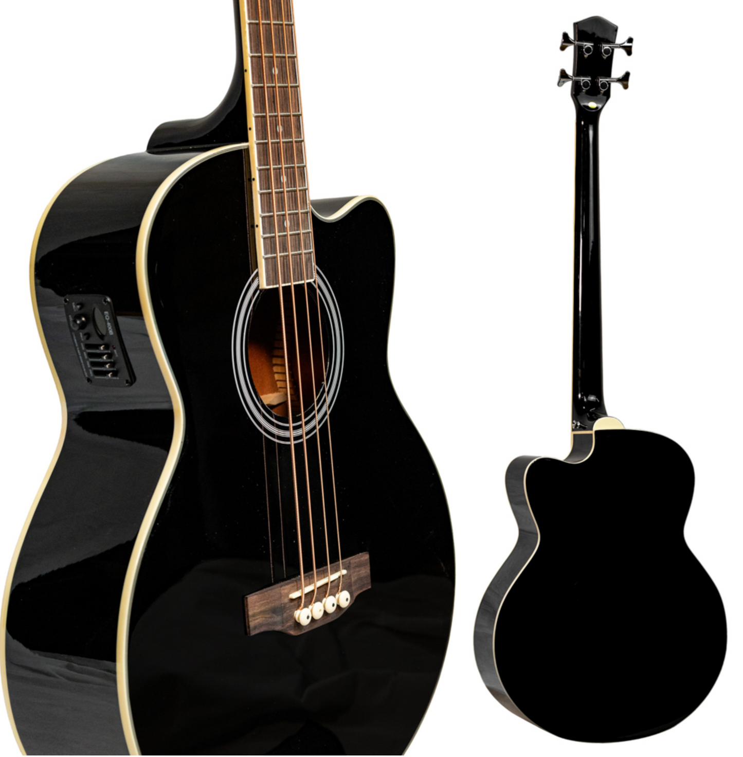 BAJO E/ACUST C/AFIN Y FUNDA 4 CUERDAS TAPA SPRUCE NEGRO SGB12CEGBK N