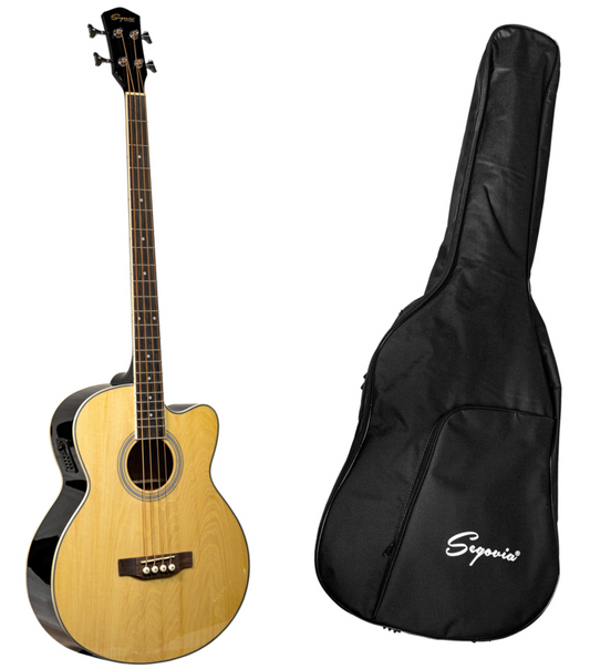 BAJO E/ACUST C/AFINADOR Y FUNDA 4 CUERDAS NATURAL SEGOVIA SGB10CEG N