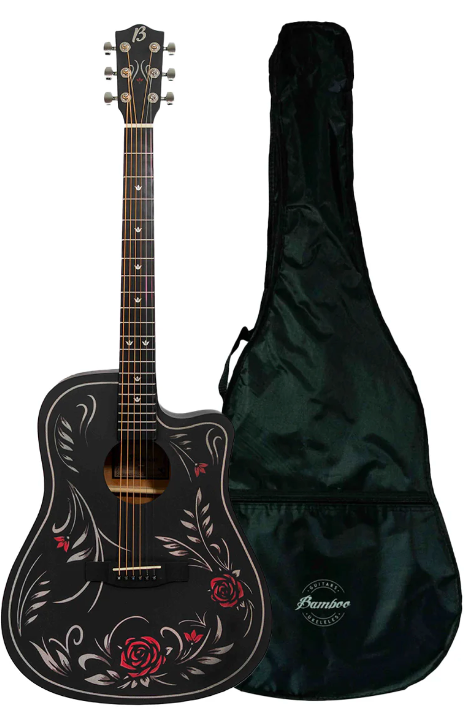 GUITARRA ACUSTICA BAMBOO FLOWER&ROLL CON FUNDA | GA-41-FLOWER&ROLL N