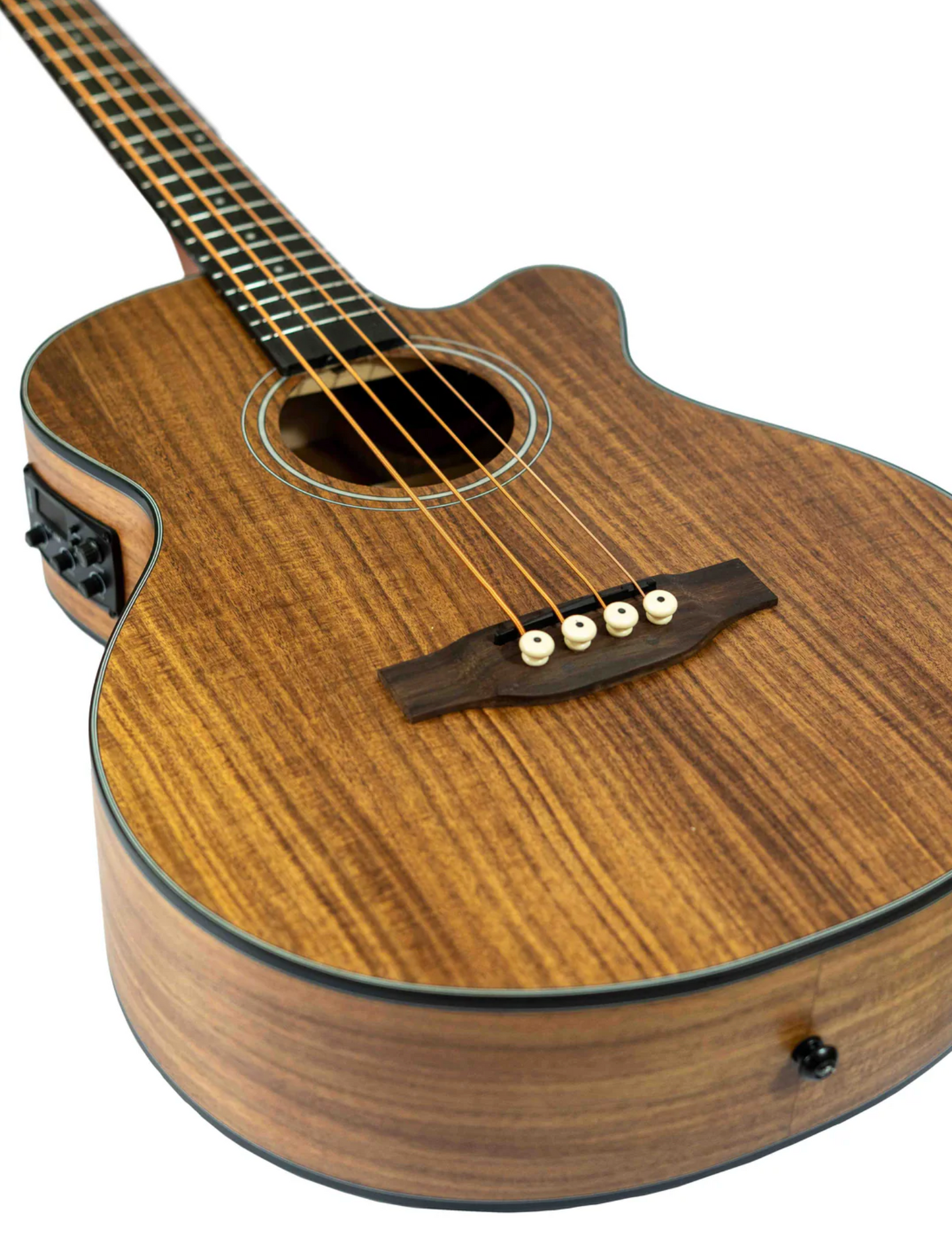 BAJO ELECTROACUSTICO MADERA KOA CON EQUALIZADOR INCLUYE FUNDA Y CORTE  40" | BA-40-KOA-Q-AR N